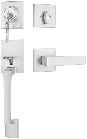 Haidms Brushed Nickel Front Door Handle and Deadbolt Set
