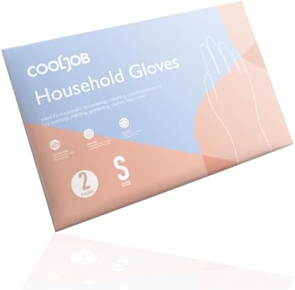 COOLJOB 2-Pair ThickenedRubber Gloves Grip for Kitchen Bathroom Cleaning