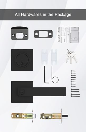 GoldenWarm Modern Door Handle Set - Matte Black
