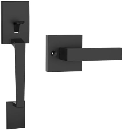 HOSOM Matte Black Entry Door Handle Set with Reversible Lever