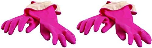 Casabella Premium Waterblock Cleaning Gloves - 2 Pair Pink Medium