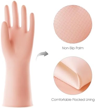 COOLJOB 2-Pair ThickenedRubber Gloves Grip for Kitchen Bathroom Cleaning
