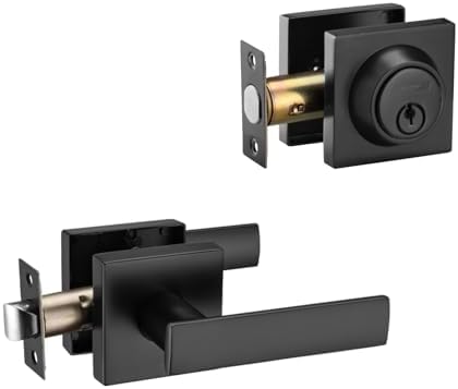 Stylish Front Door Lock Set with Matte Black Finish
