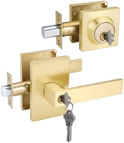 Haidms Gold Entry Door Handle Set with Deadbolt