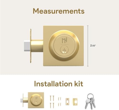 Mega Handles - Glamor Deadbolt I Entry Deadbolt Lock - Satin Brass