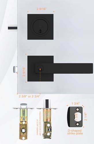 GoldenWarm Modern Door Handle Set - Matte Black