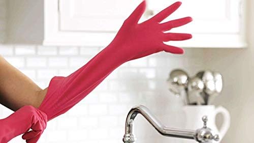 Casabella Premium Waterblock Cleaning Gloves - 2 Pair Pink Medium