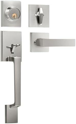 Secure Stylish Front Door Handle Set Satin Chrome