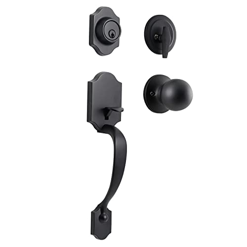 Sleek Matte Black Door Handle Set