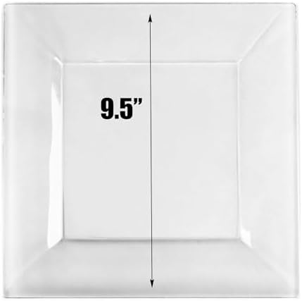 95 Clear Square Plastic Plates - disposable party plates - EcoQuality