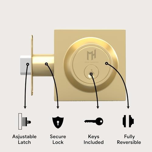 Mega Handles - Glamor Deadbolt I Entry Deadbolt Lock - Satin Brass