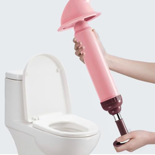 Powerful Air Toilet Plunger Tool with Drain Auger Pink