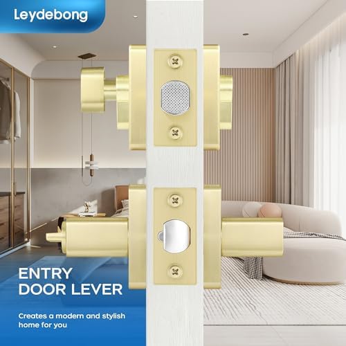 Leydebong Gold Door Handleset with Single Cylinder Deadbolt Lockset