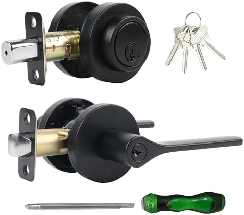 Elevate Exterior Door Lock Set with Black Handle and Deadbolt