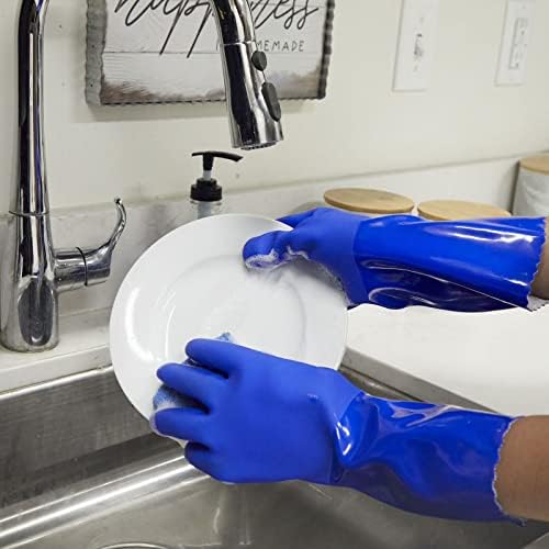 2 Pairs Latex-Free Cleaning Gloves for Kitchen Cleaning Blue