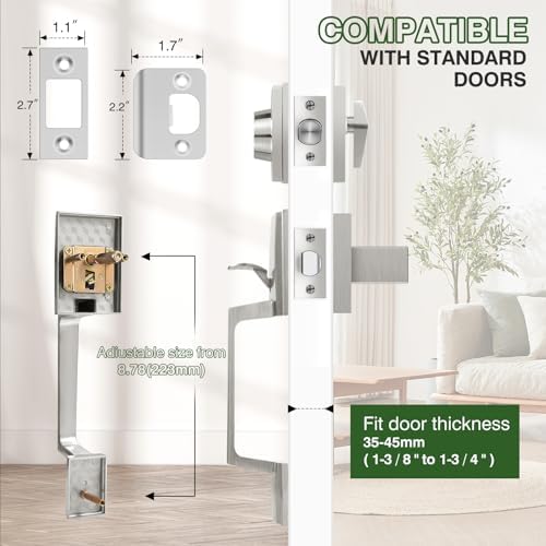 Secure Stylish Front Door Handle Set Satin Chrome