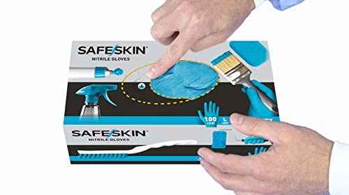SAFESKIN Nitrile Exam Gloves Powder-Free for Food Handling Cleaning 100 Count