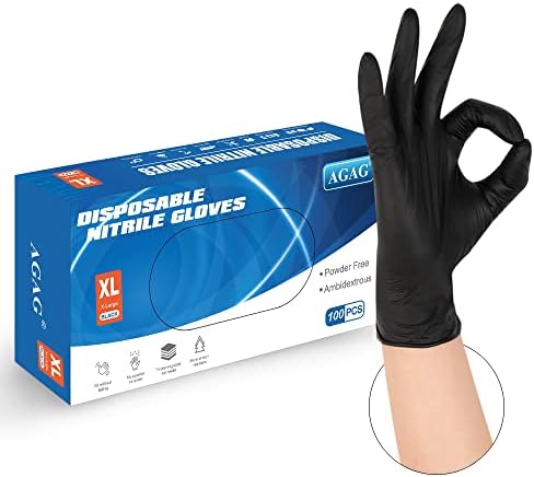 AGAG Black Nitrile Gloves 100PCs Dispensable Masks
