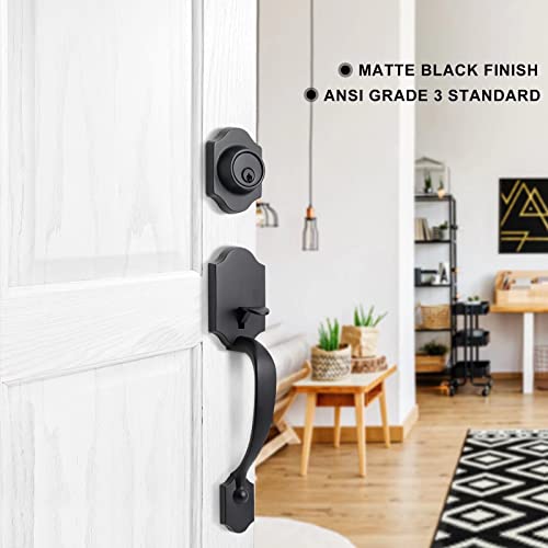Sleek Matte Black Door Handle Set