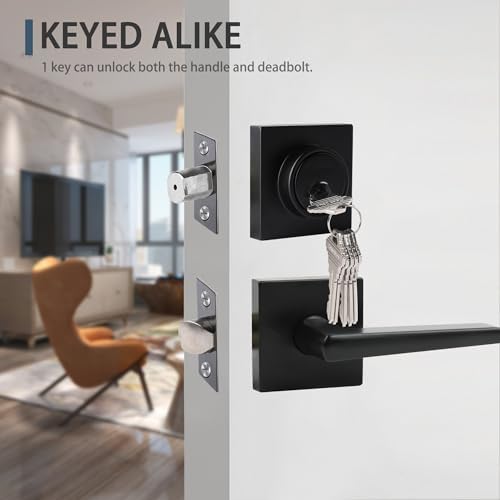 Weatherproof Deadbolt Set for Exterior Doors Matte Black 2-Pack