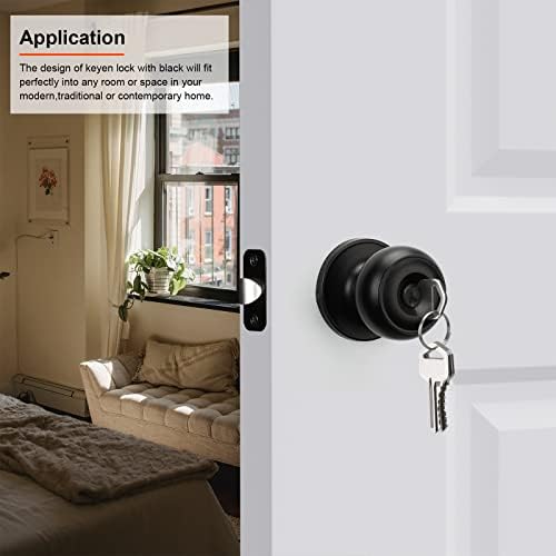 Versatile EntryExterior Door Knobs with Keys Set Matte Black
