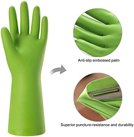 Bamythm 3-Pair Reusable Cleaning Gloves Set GreenRedOrange
