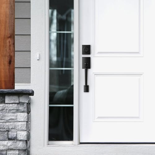 Calzibeno Front Door Lock Set Matte Black Modern Handle