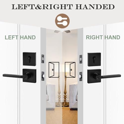 HISAFE Keyed Entry Door Handle with Single Cylinder Deadbolt Combo Matte Black