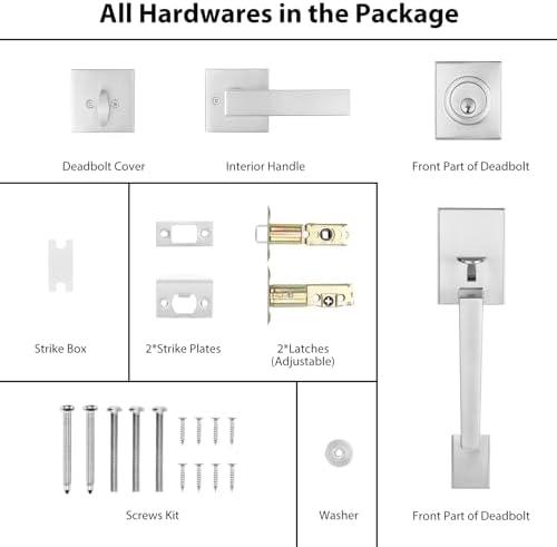 Haidms Brushed Nickel Front Door Handle and Deadbolt Set