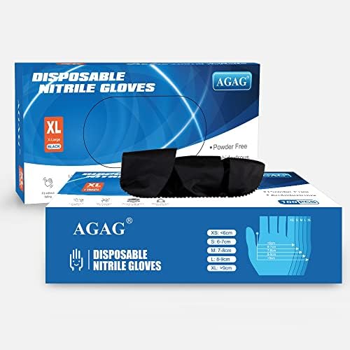 AGAG Black Nitrile Gloves 100PCs Dispensable Masks