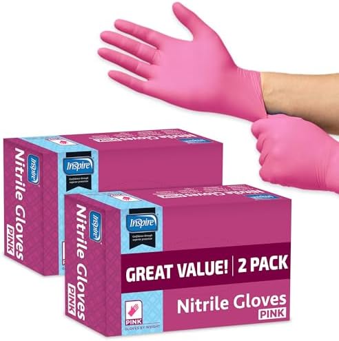 Inspire Pink Nitrile Gloves Latex Free Disposable