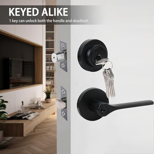 Elevate Exterior Door Lock Set with Black Handle and Deadbolt