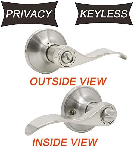 8-Pack Privacy Door Lock Set with Reversible Handles in Satin Nickel