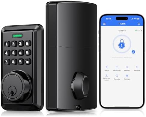 Wi-Fi Smart Door Lock Keyless Entry No Hub Required Matte Black