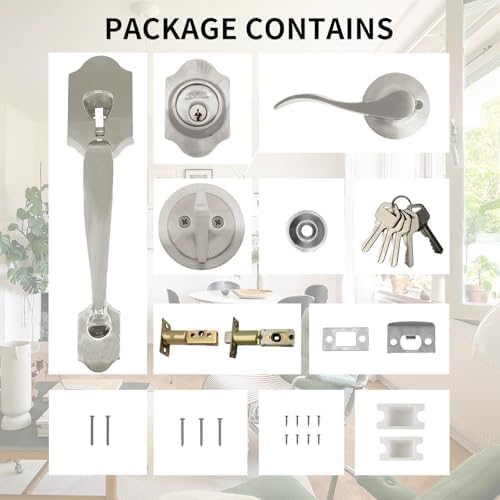 HardHawk Front Door Handle Set with Deadbolt Lever 1