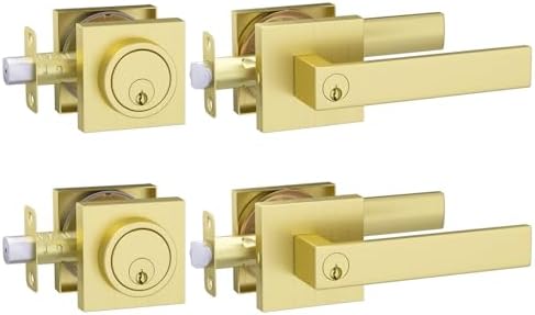 Gold Front Door Handle and Door Lock Set