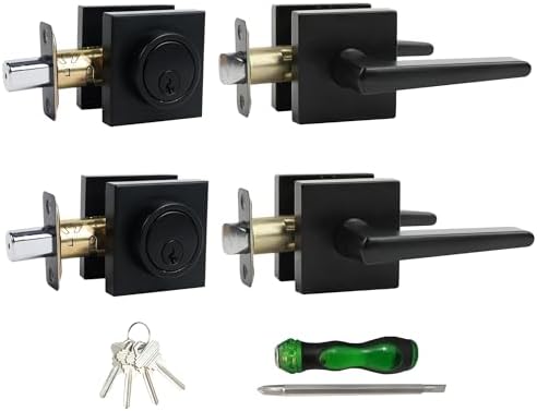 Weatherproof Deadbolt Set for Exterior Doors Matte Black 2-Pack