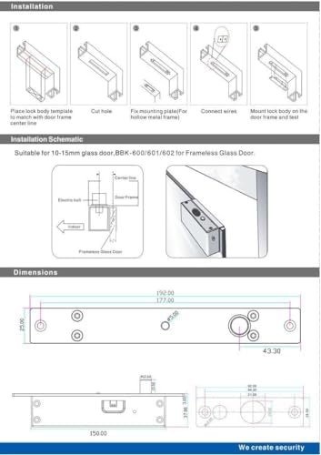 UHPPOTE Fail-Secure Deadbolt Lock for Narrow Doors 12VDC