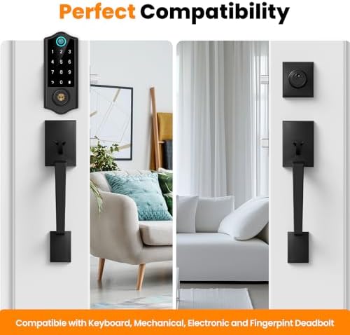 HOSOM Matte Black Entry Door Handle Set with Reversible Lever