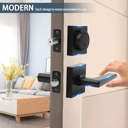 Weatherproof Deadbolt Set for Exterior Doors Matte Black 2-Pack