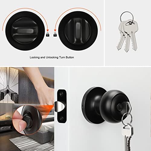 Versatile EntryExterior Door Knobs with Keys Set Matte Black