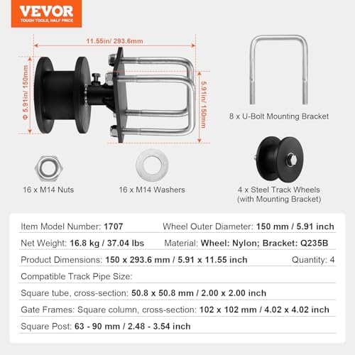 VEVOR Heavy Duty Sliding Gate Kit with 4 Track Wheels