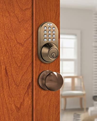 MiLocks Keyless Deadbolt Passage Knob_combo Antique Brass Versatile Door Security Solution