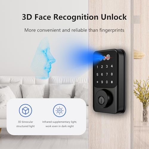 Jacchozhi 3D Face Recognition Smart Deadbolt Lock 1