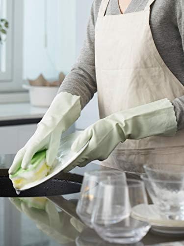 LANON 3 Pairs Skin-Friendly Cleaning Gloves Non-Slip Reusable Canary Green Large