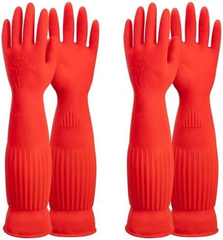 ThxToms Rubber Dishwashing Gloves - Extra-Long Cuff Reusable Waterproof