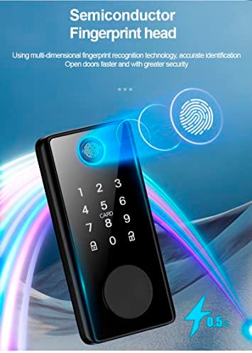 GoodTAC Smart Door Lock - Fingerprint Remote Control Black