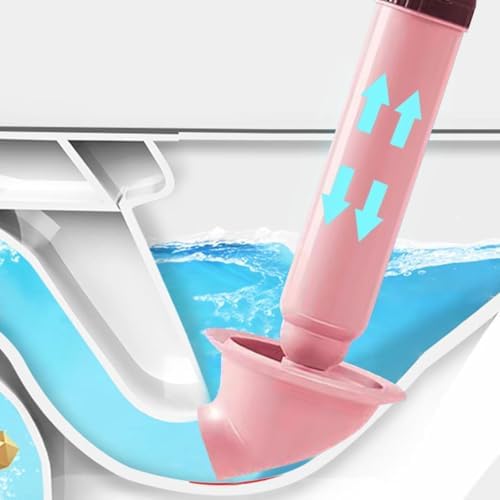 Powerful Air Toilet Plunger Tool with Drain Auger Pink