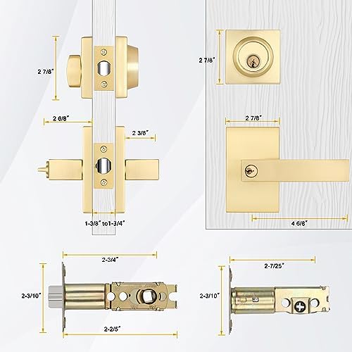 Haidms Gold Entry Door Handle Set with Deadbolt