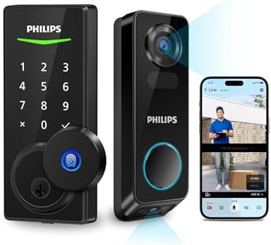 Dual Camera Door Lock Fingerprint Entry Front and Back Door Security